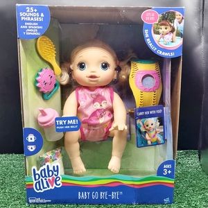 Baby Alive Baby Go Bye Bye Blonde Hair Doll 25+ Sounds and Phrases Age 3+ Hasbro